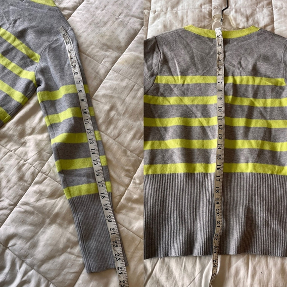 NWT Rachel Zoe Stripe Silver Button Cardigan S Grey Green - Picture 8 of 10